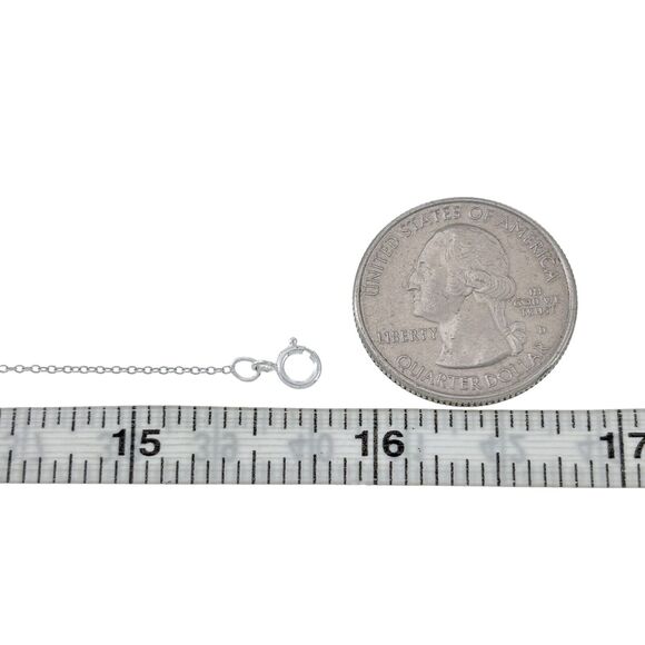 Vintage D Sterling Silver 925 0.9mm Cable Link Chain 15.75" - Picture 2 of 3